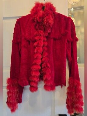 Red Shearling Jacket Sm